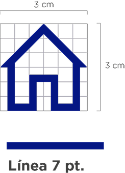 Construcción del ícono de casa, línea de 7 puntos