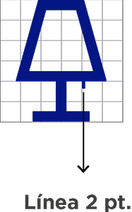 Construcción del ícono de lámpara, línea de 2 puntos